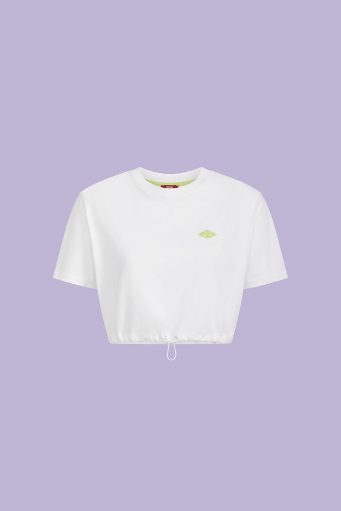 Cropped T-shirt van katoen-jersey met logo, WHITE, detail image number 5