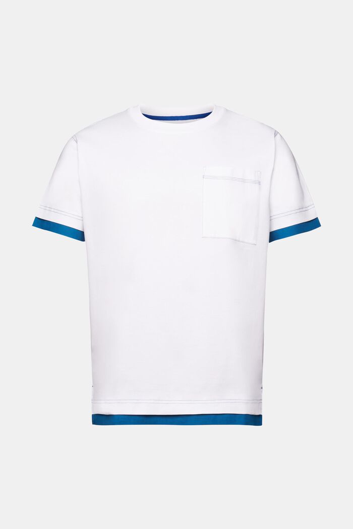 T-shirt met ronde hals in laagjeslook, 100% katoen, WHITE, detail image number 5