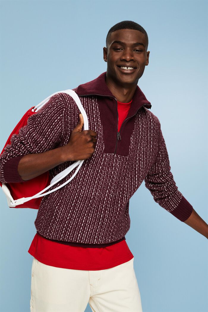 Sweater met rolkraag en lange mouwen, BORDEAUX RED, detail image number 0