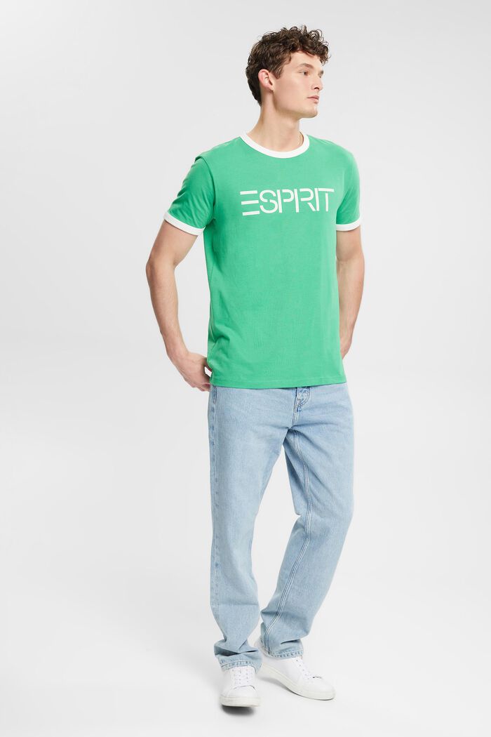 Jersey T-shirt met logoprint, GREEN, detail image number 1