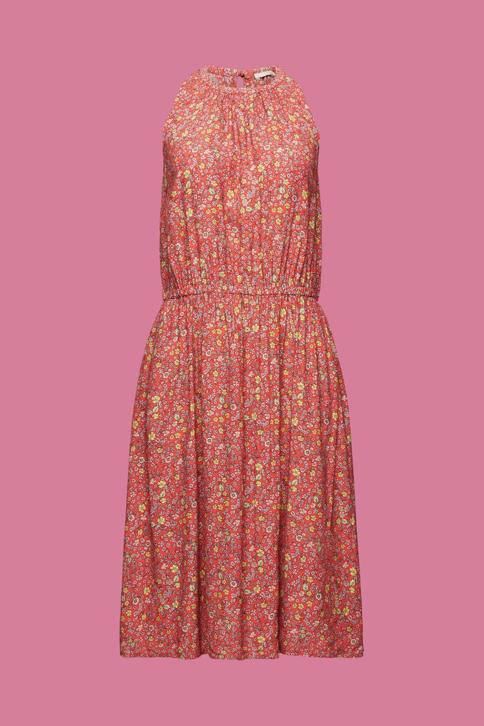 Mini-jurk met motief, CORAL ORANGE, detail image number 7