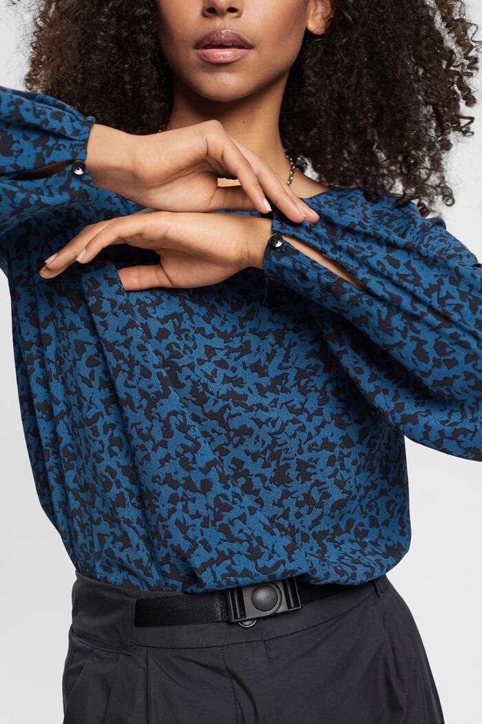 Viscose blouse met motief, PETROL BLUE, detail image number 2
