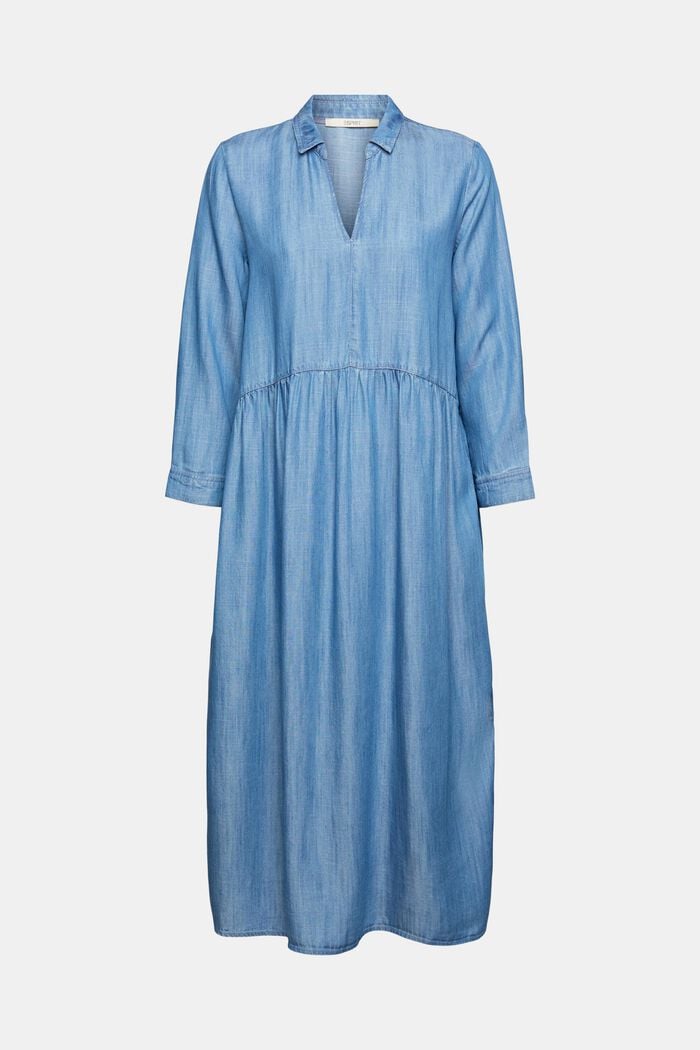 Van TENCEL™: midi-jurk met denimlook, BLUE MEDIUM WASHED, overview