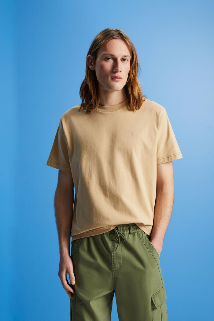 Katoenen T-shirt met dolfijnenprint, SAND, detail image number 0