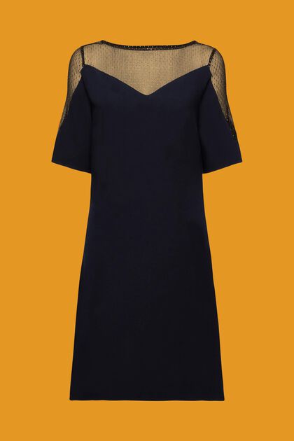 Midi-jurk met een fonkelende hals, NAVY, overview