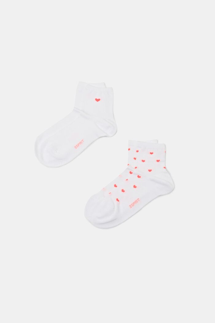Set van 2 paar sokken met hartjesprint, WHITE, detail image number 0