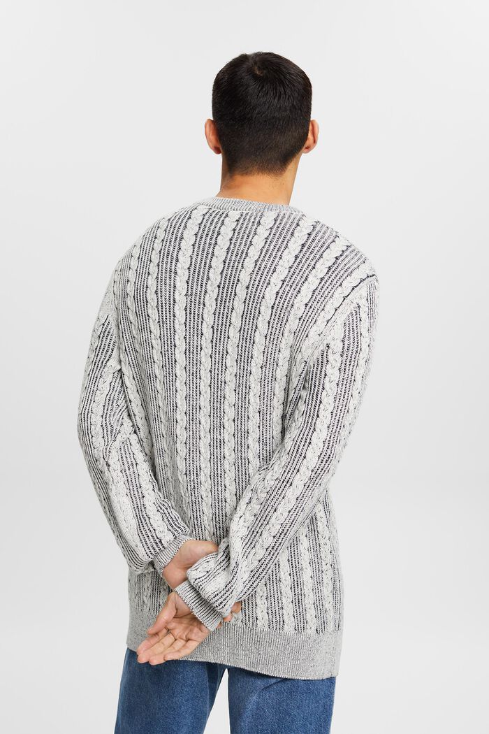 Sweater met kabelpatroon en ronde hals, NAVY, detail image number 3