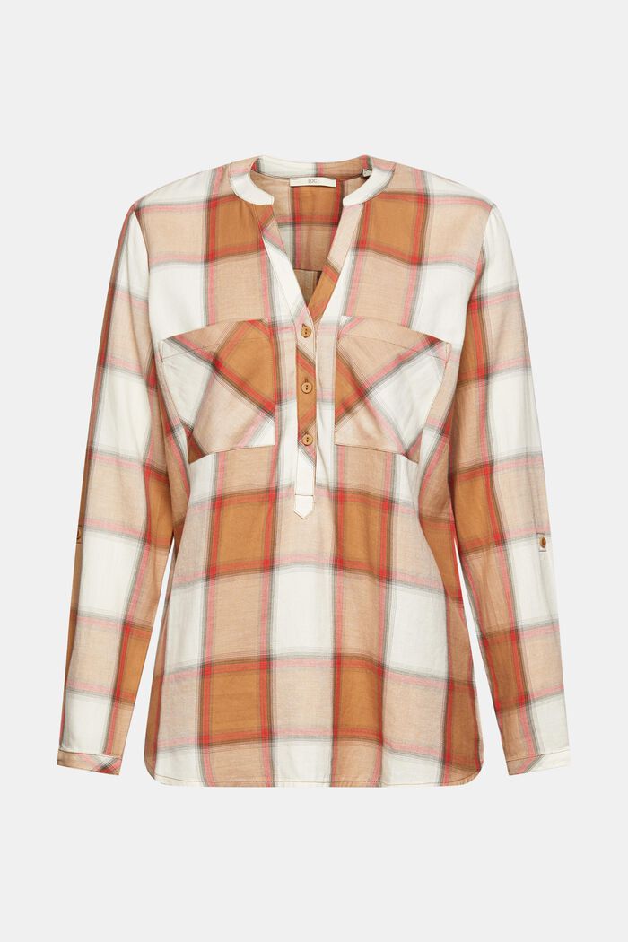 Geruite blouse van katoen, LIGHT TAUPE, detail image number 5