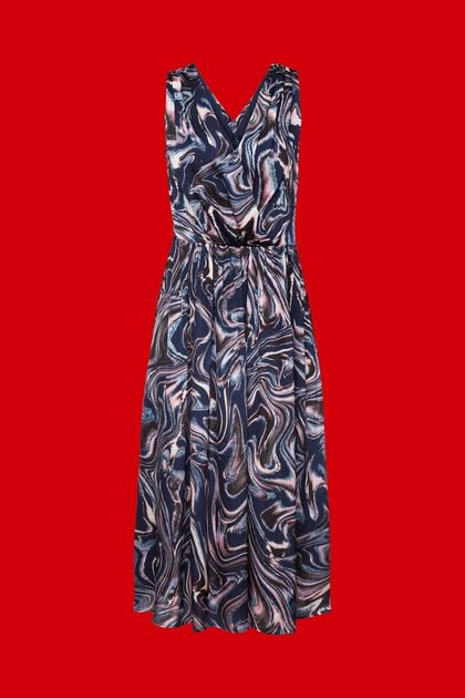 Midi-jurk met print all-over, NAVY, overview