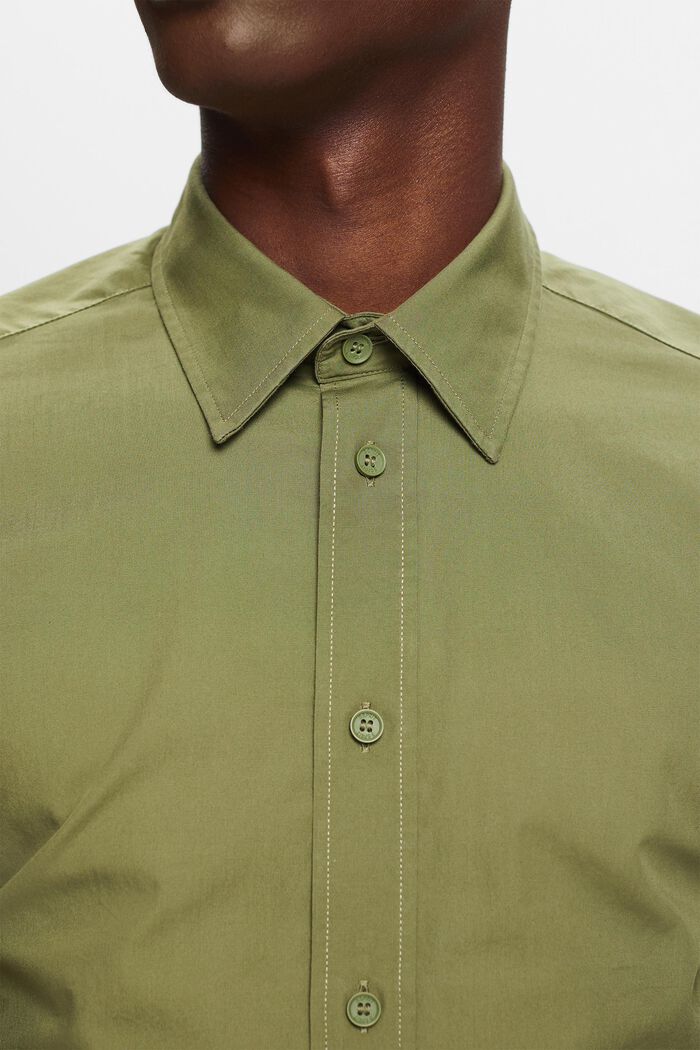 Shirt van katoen-popeline met korte mouwen, LIGHT KHAKI, detail image number 3