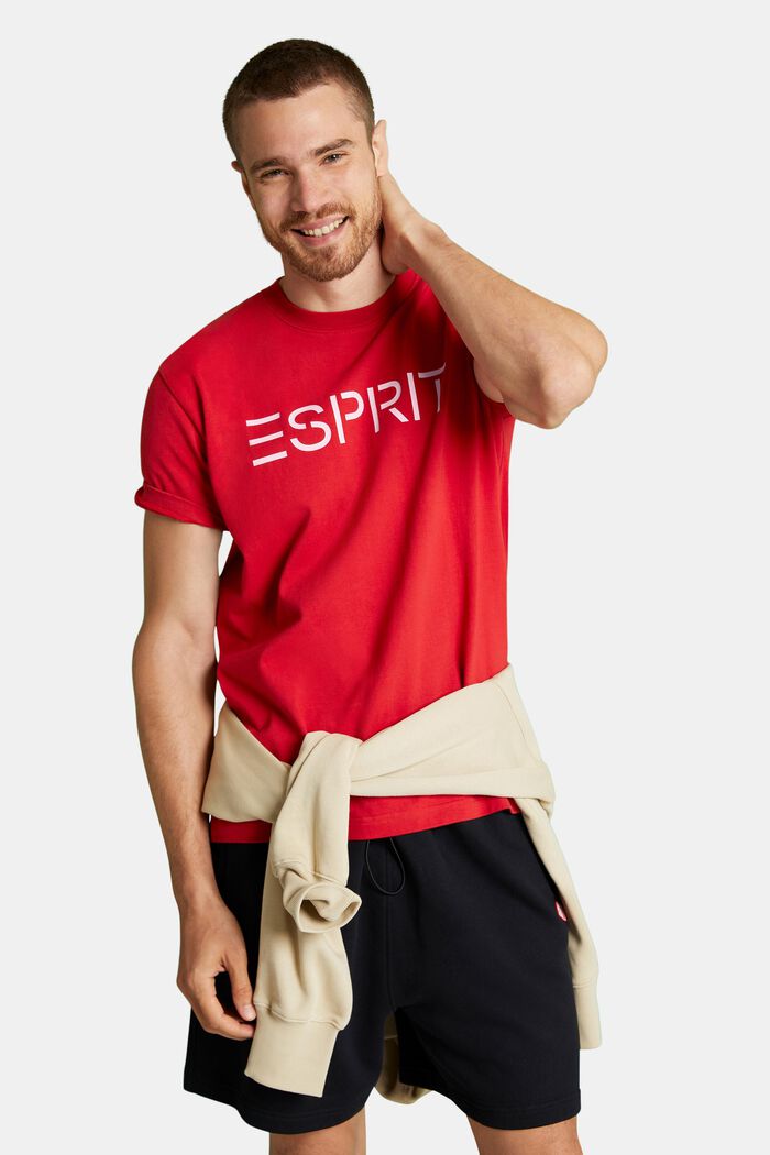 Uniseks T-shirt van katoen-jersey met logo, RED, detail image number 0