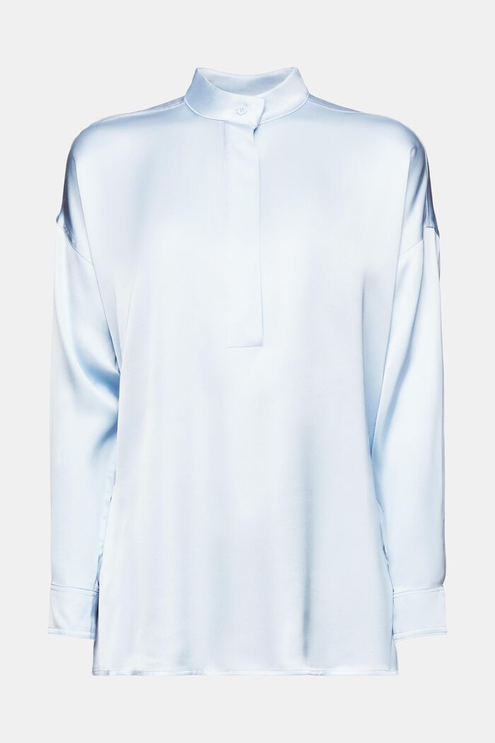 Satijnen blouse met opstaande kraag, LIGHT BLUE, detail image number 6