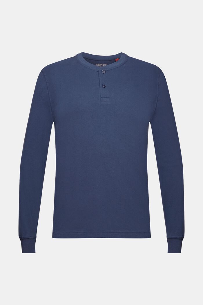 Henley shirt van gewassen katoen-jersey, GREY BLUE, detail image number 6