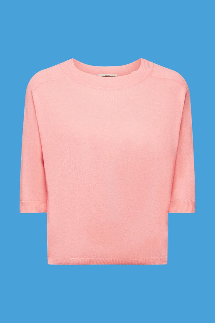 Sweater met kortere mouwen en linnen, PINK, detail image number 5