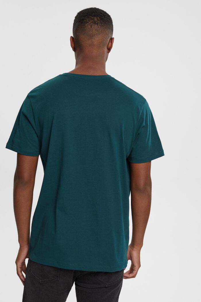 T-shirt met print op de borst, DARK TEAL GREEN, detail image number 3