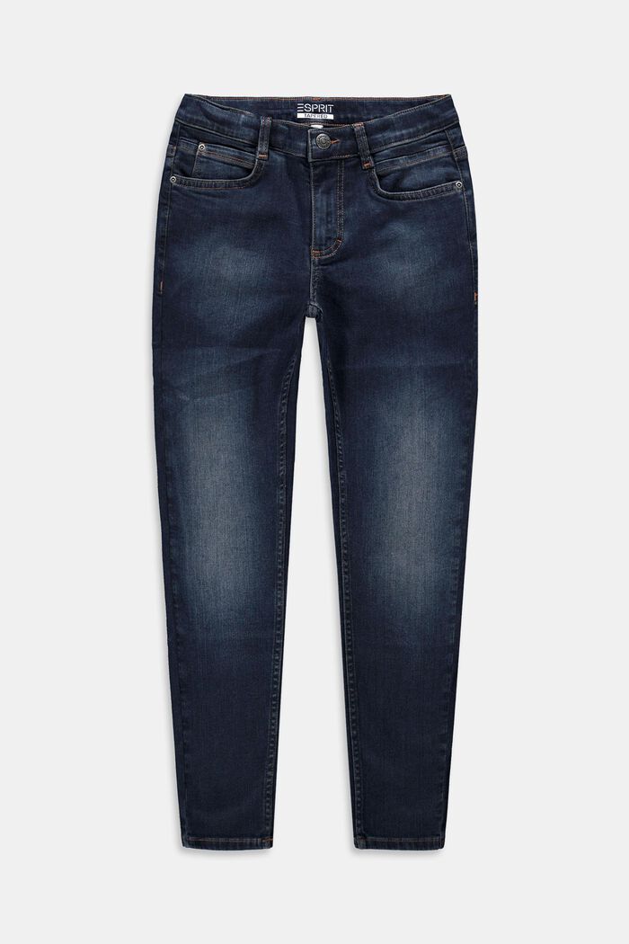 Toelopende jeans met verstelbare band, BLUE BLACK WASHED, detail image number 0