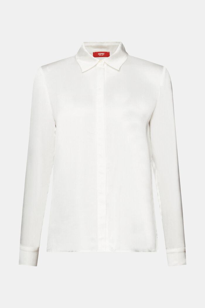 Satijnen blouse met lange mouwen, OFF WHITE, detail image number 6