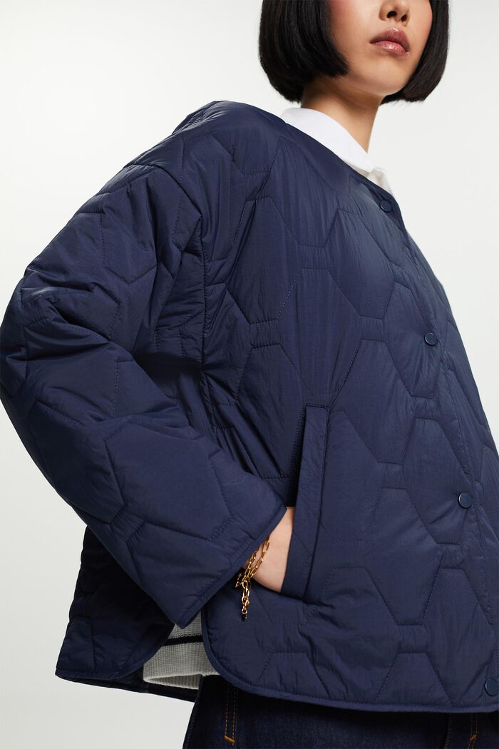 Gerecycled: lichte gewatteerde jas, NAVY, detail image number 2