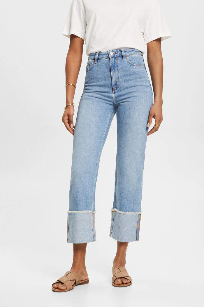 Cropped jeans, 80-look, met vaste omslag, TENCEL™, BLUE LIGHT WASHED, detail image number 0