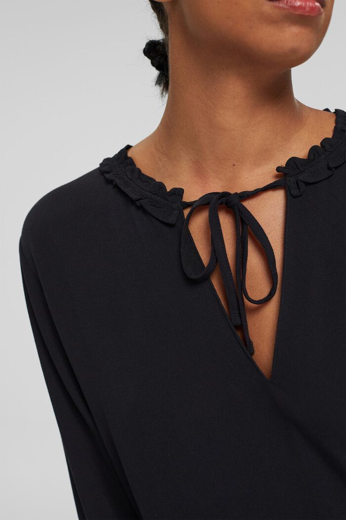 Crêpe blouse van LENZING™ ECOVERO™, BLACK, detail image number 2
