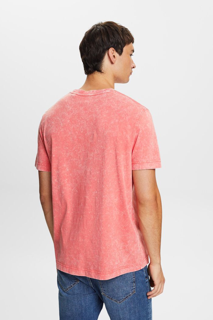 Stone-washed T-shirt, 100% katoen, CORAL RED, detail image number 4
