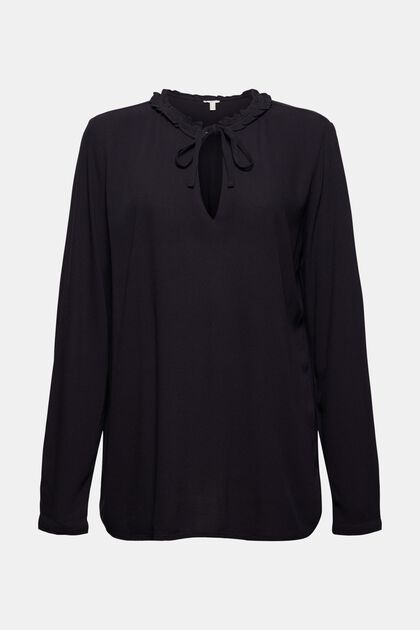Crêpe blouse van LENZING™ ECOVERO™, BLACK, overview