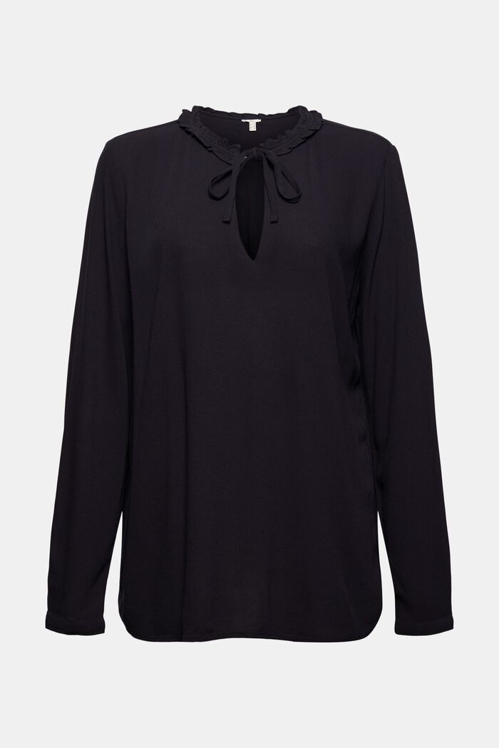 Crêpe blouse van LENZING™ ECOVERO™, BLACK, detail image number 8