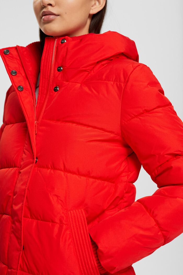 Gewatteerde mantel met ribgebreide details, RED, detail image number 0