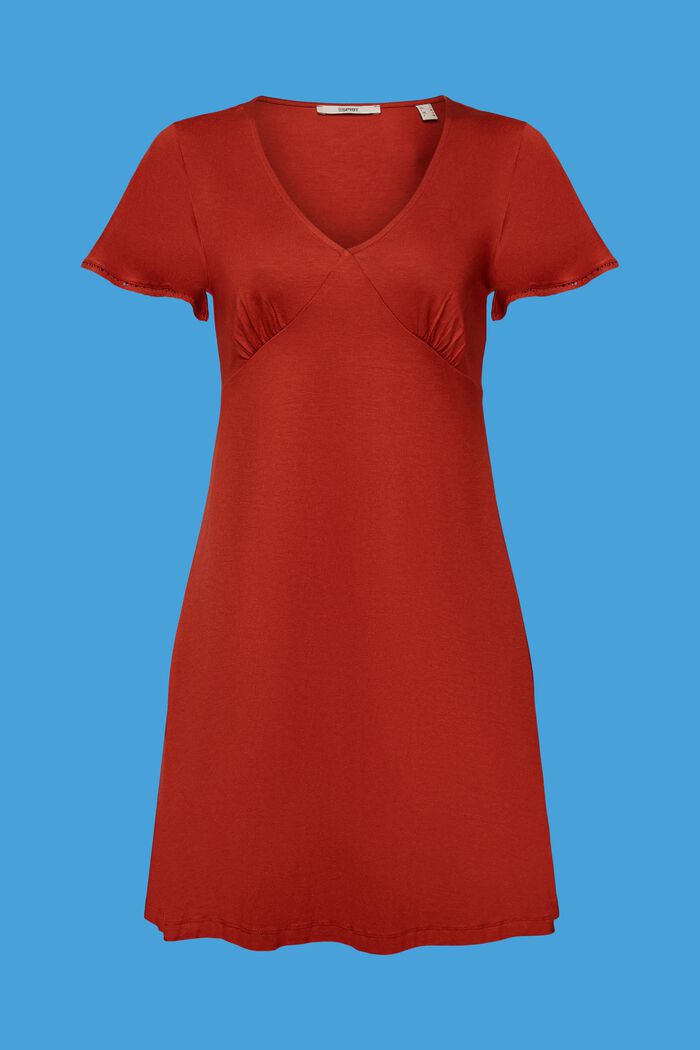 Jersey jurk met klokmouwen, TERRACOTTA, detail image number 6