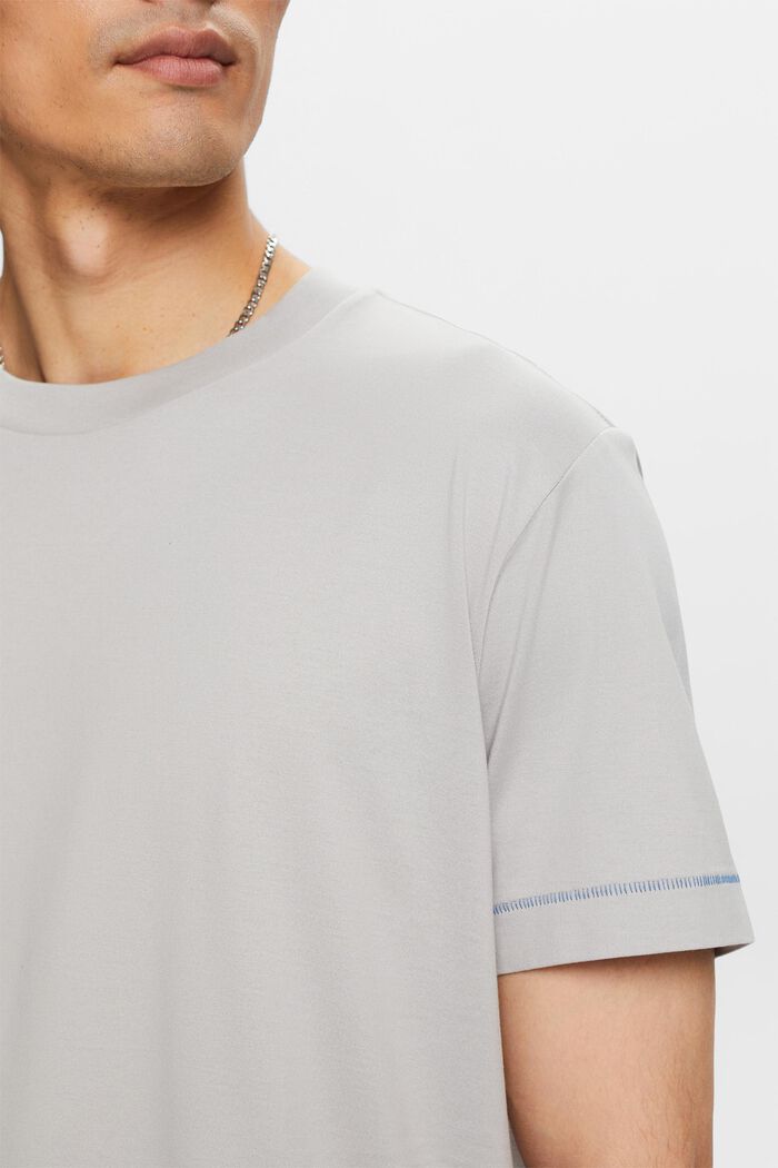 Jersey T-shirt met ronde hals, 100% katoen, LIGHT GREY, detail image number 2
