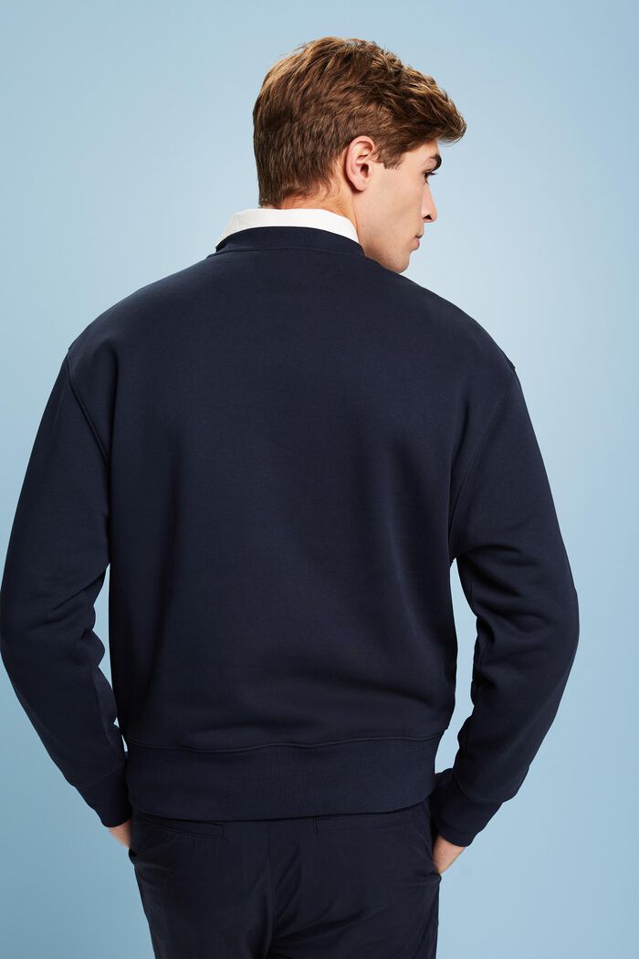 Sweatshirt van organic cotton met ronde hals en logo, NAVY, detail image number 2