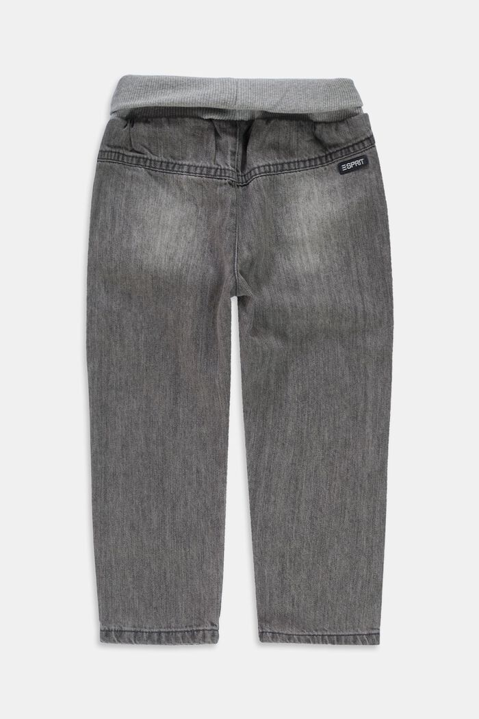 Jeans met een geribde band, 100% katoen, GREY MEDIUM WASHED, detail image number 1