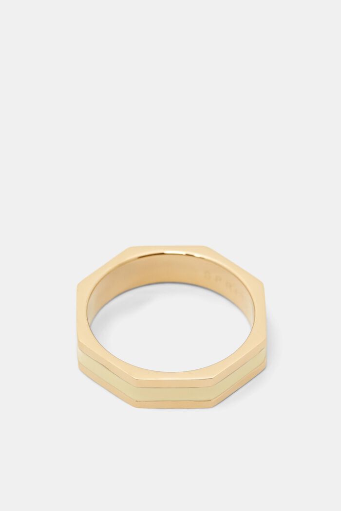 Hoekige, gekleurde ring, roestvrij staal, GOLD, detail image number 0