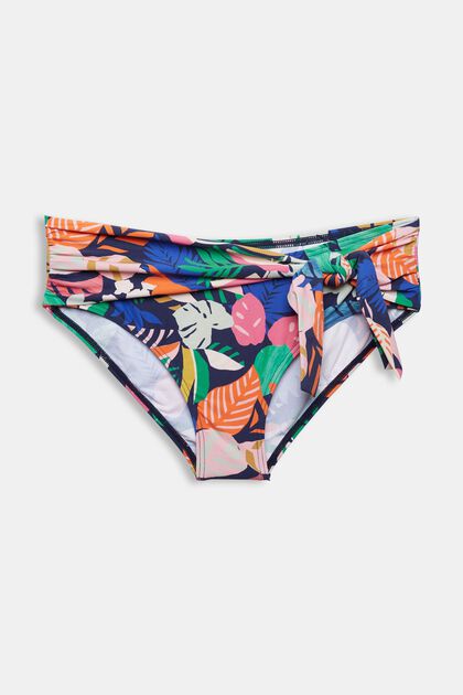 Bikinislip met kleurrijk motief en strikdetail, NAVY, overview
