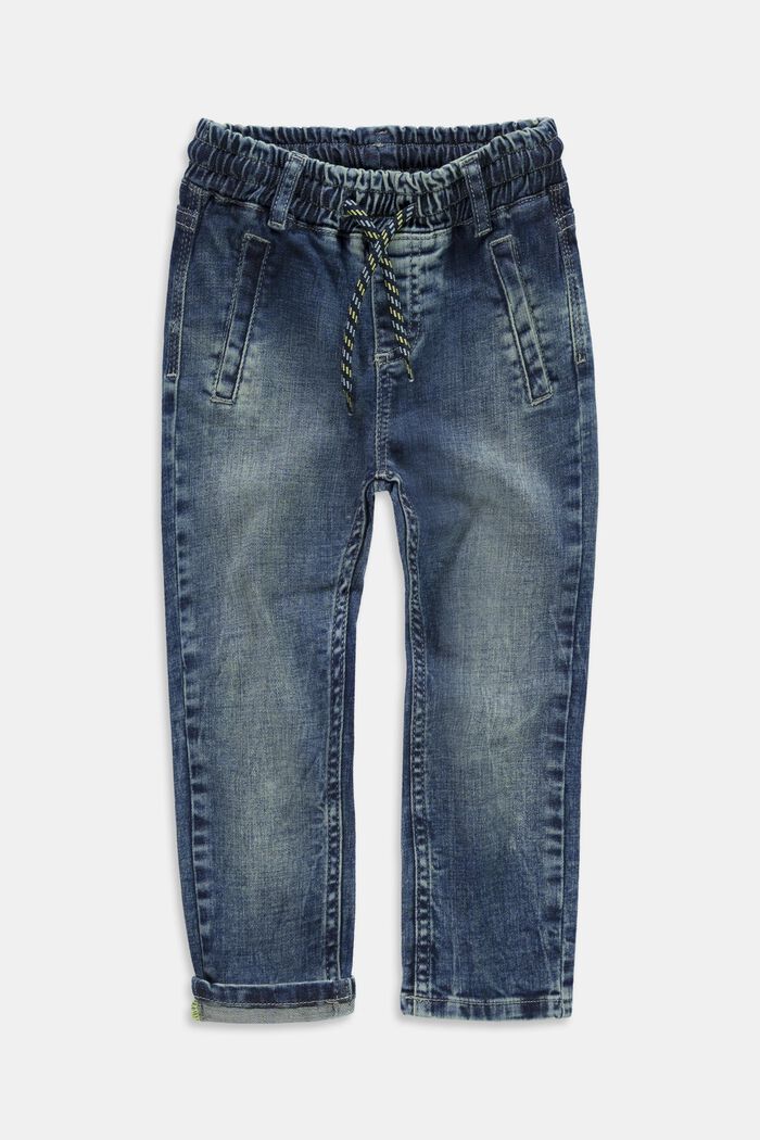 Jeans met tunnelkoord, BLUE MEDIUM WASHED, overview