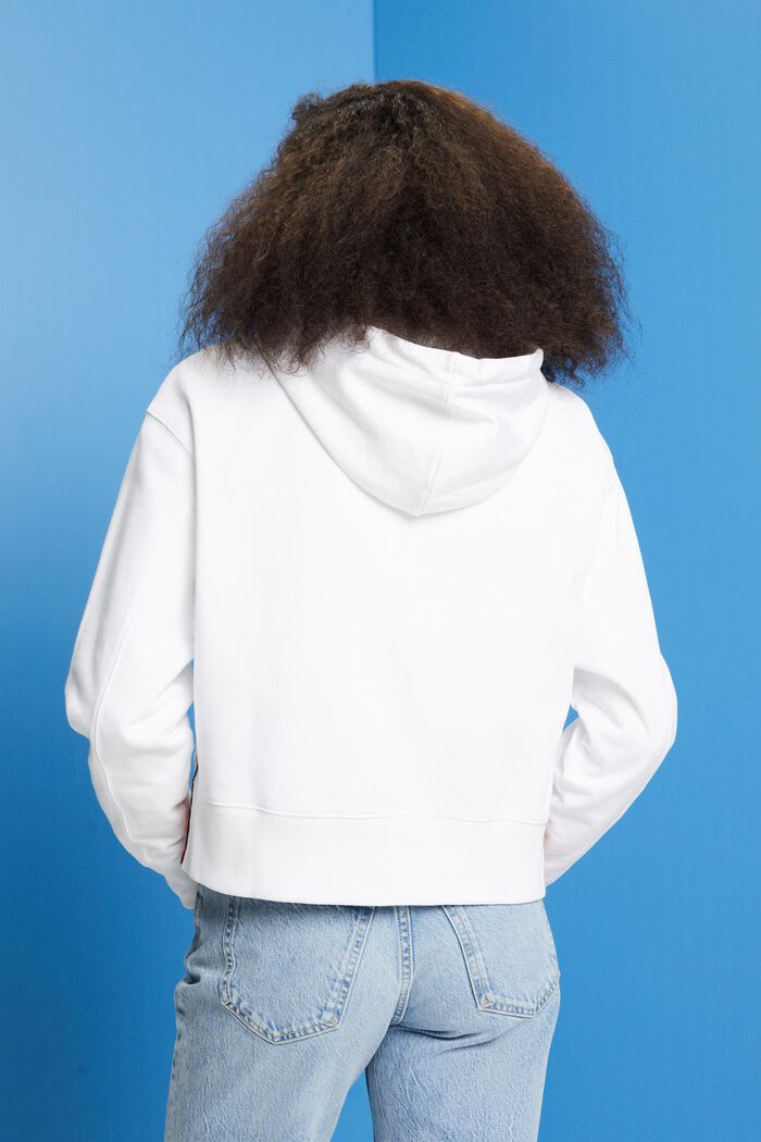 Cropped hoodie, 100% katoen, WHITE, detail image number 3