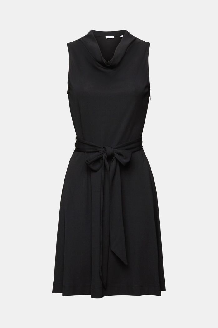 Mini-jurk met watervalkraag, BLACK, detail image number 6