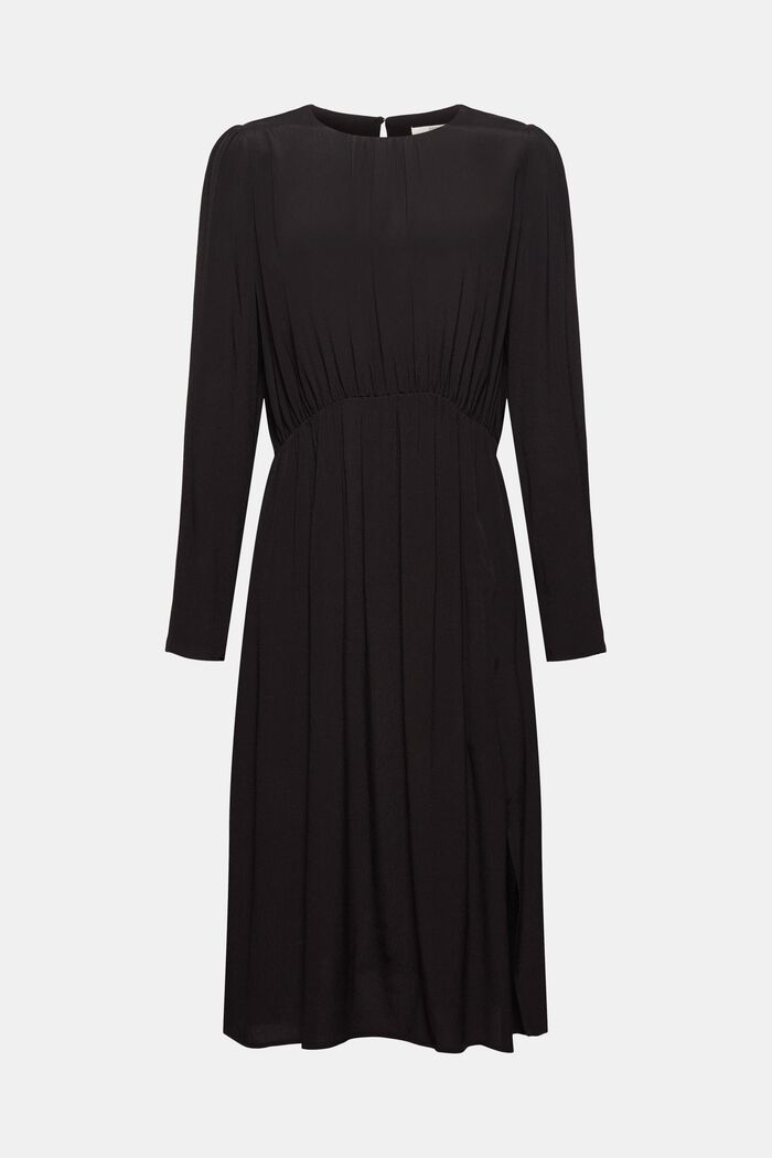Midi-jurk van crêpe met LENZING™ ECOVERO™, BLACK, detail image number 5