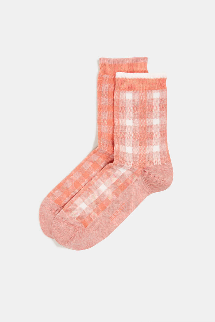Set van 2 paar sokken met ruitmotief, HEATHER PINK, detail image number 0