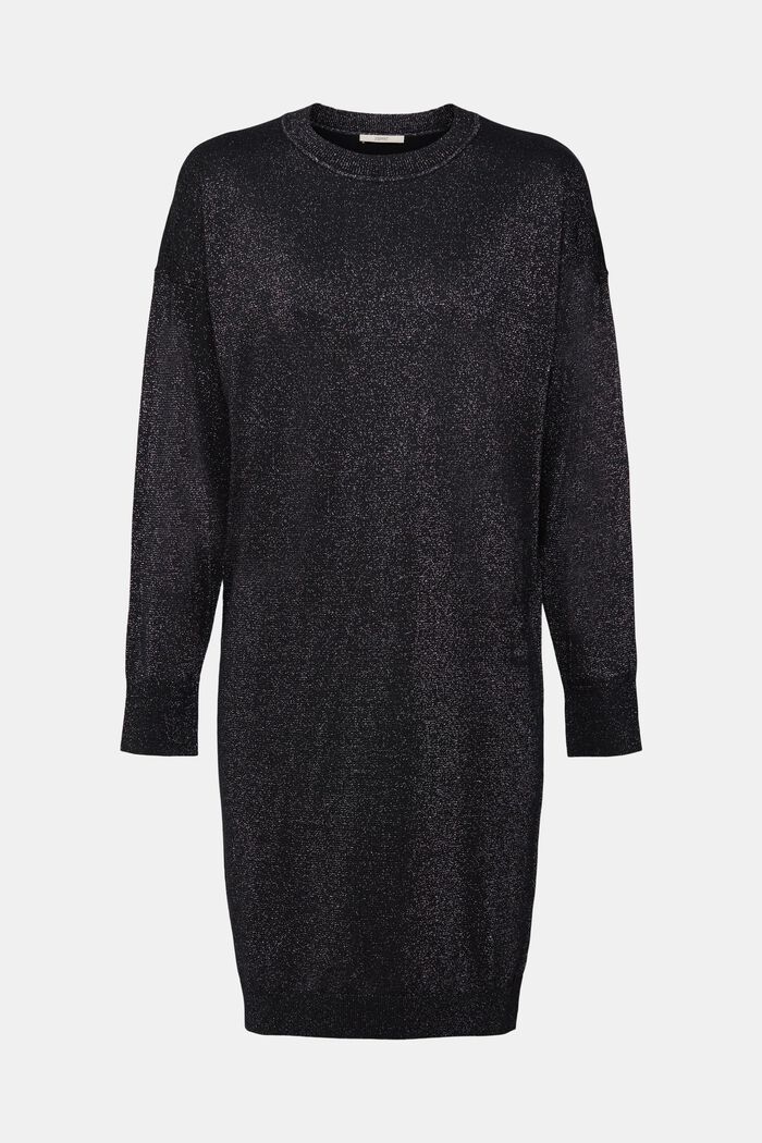 Gebreide jurk met glittereffect, BLACK, detail image number 7