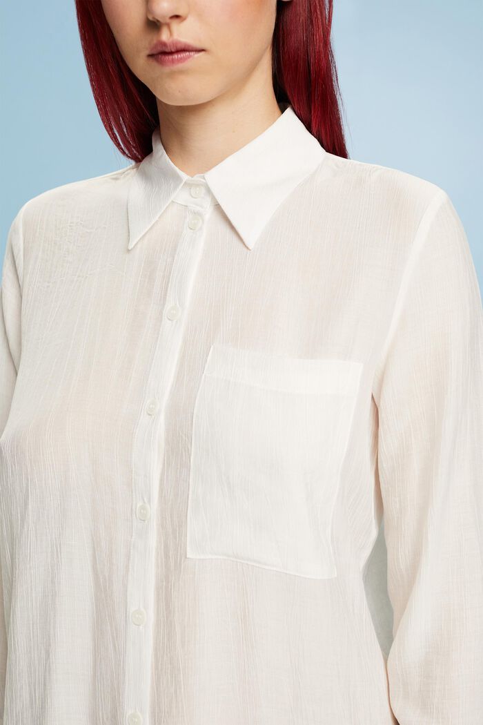 Crinkled T-shirt met lange mouwen, OFF WHITE, detail image number 1