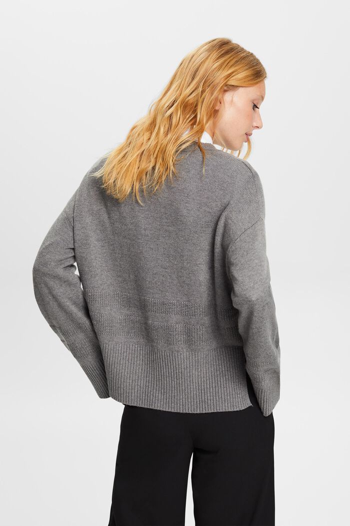 Boxy sweater met ronde hals, BROWN GREY, detail image number 3