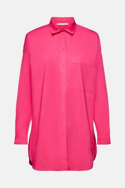 Katoenen blouse met een zak, PINK FUCHSIA, overview