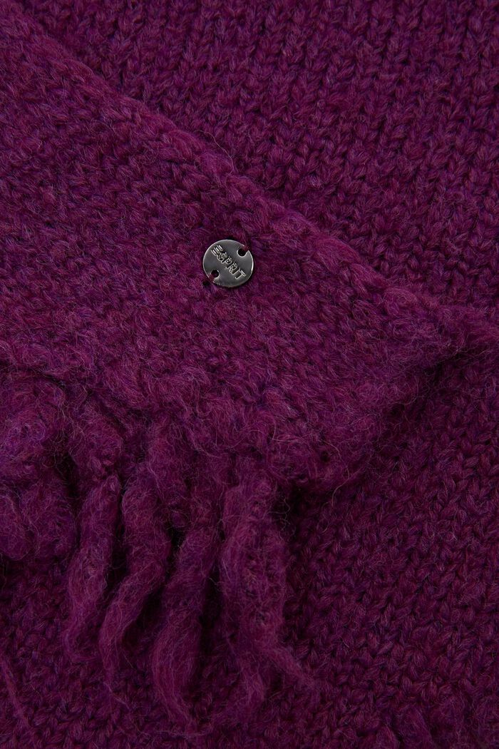 Gebreide driehoekige sjaal met wol, MAUVE, detail image number 1