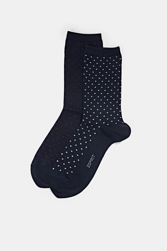 Set van 2 paar sokken met stippen, organic cotton, MARINE, detail image number 0