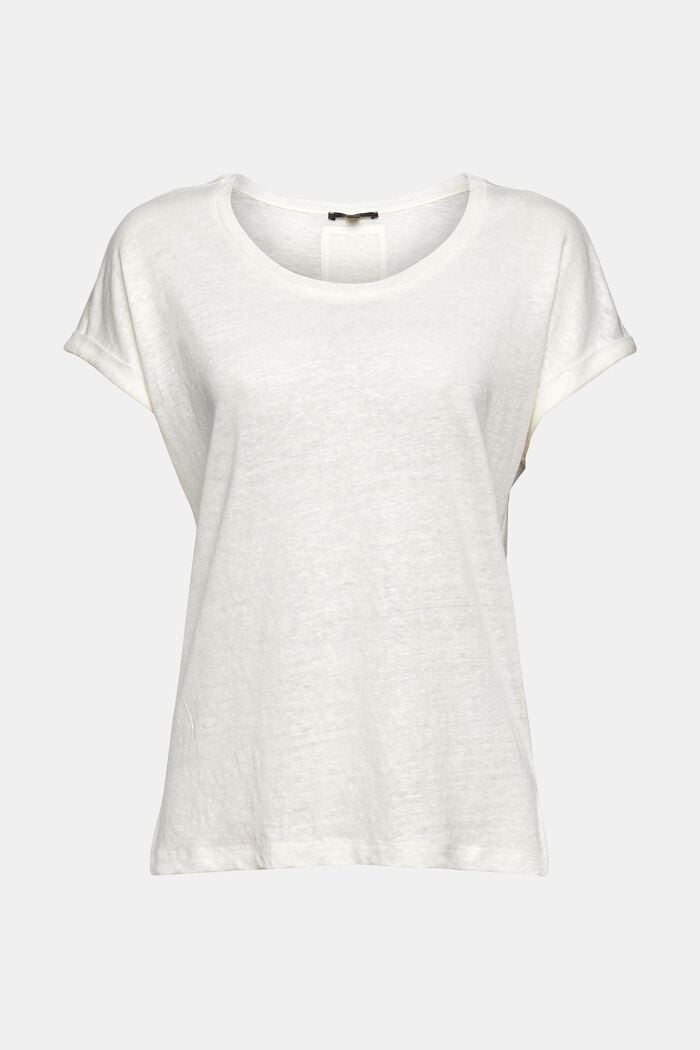 T-shirt van 100% linnen, OFF WHITE, overview