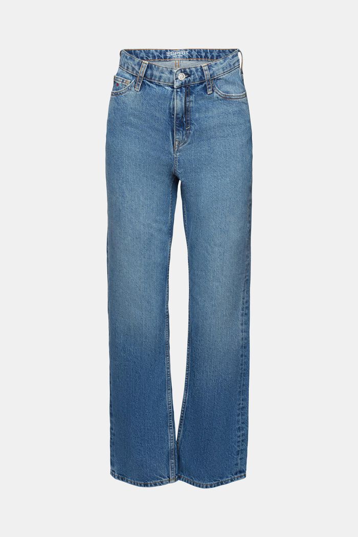 Straight jeans met retrolook en hoge taille, BLUE MEDIUM WASHED, detail image number 7