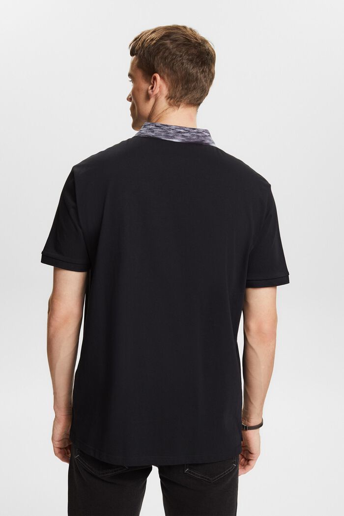 Poloshirt met space-dyed kraag, BLACK, detail image number 2
