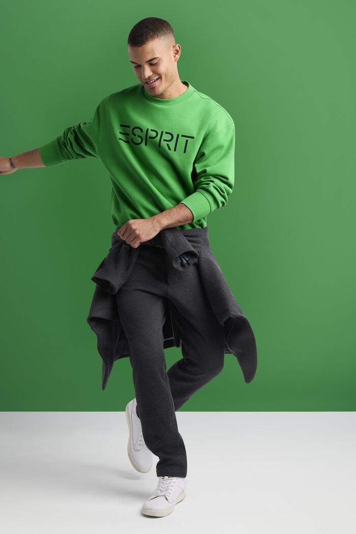 Uniseks logo-sweatshirt van katoenen fleece, GREEN, detail image number 1