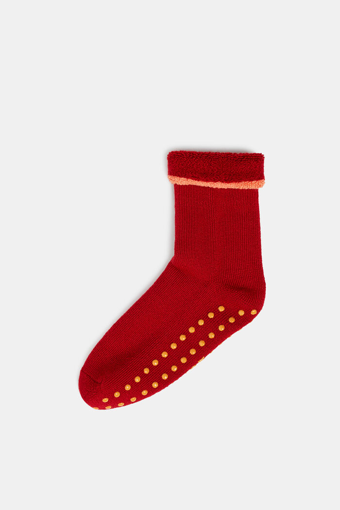 Zachte sokken met stroeve zool, wolmix, RED, detail image number 0